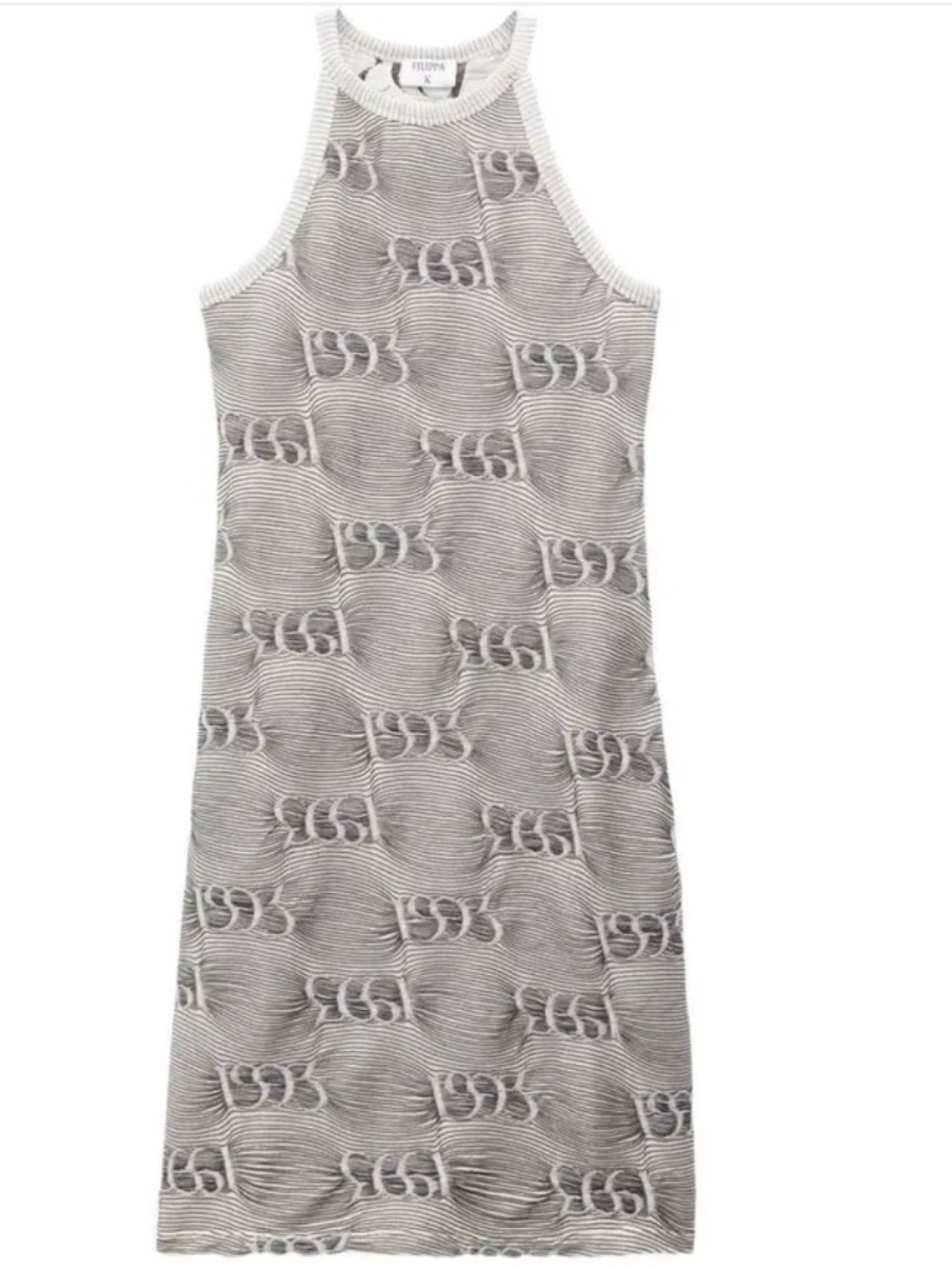Soleil Gray & White Textured Knit Halter Dress